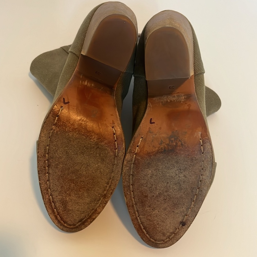Rag & Bone Linen Newbury Booties in Olive Green 9 - Picture 9 of 9